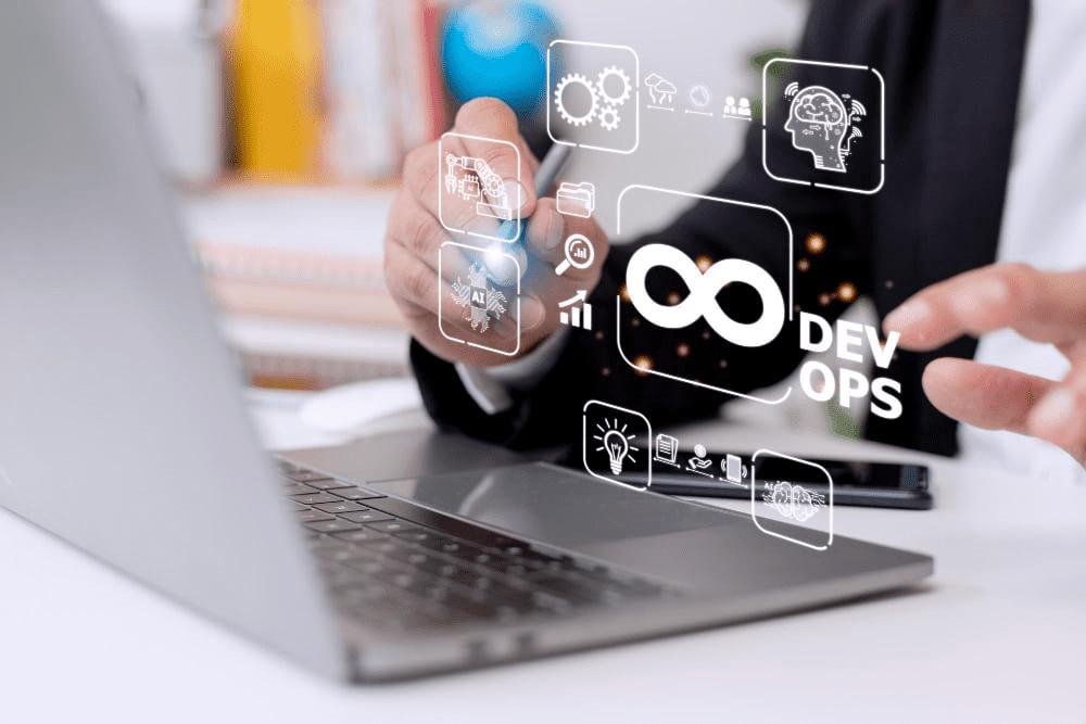 IT professionals collaborating to implement DevOps practices and enhance software delivery.