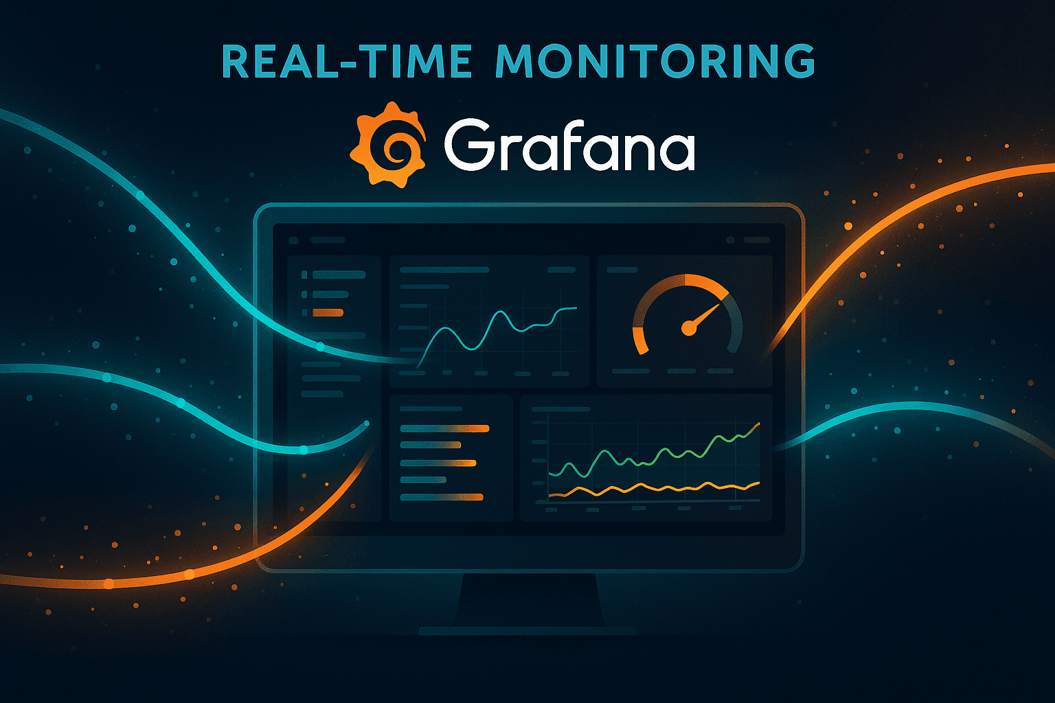Workflow diagram showing Grafana pulling metrics from Prometheus and sending real-time alerts