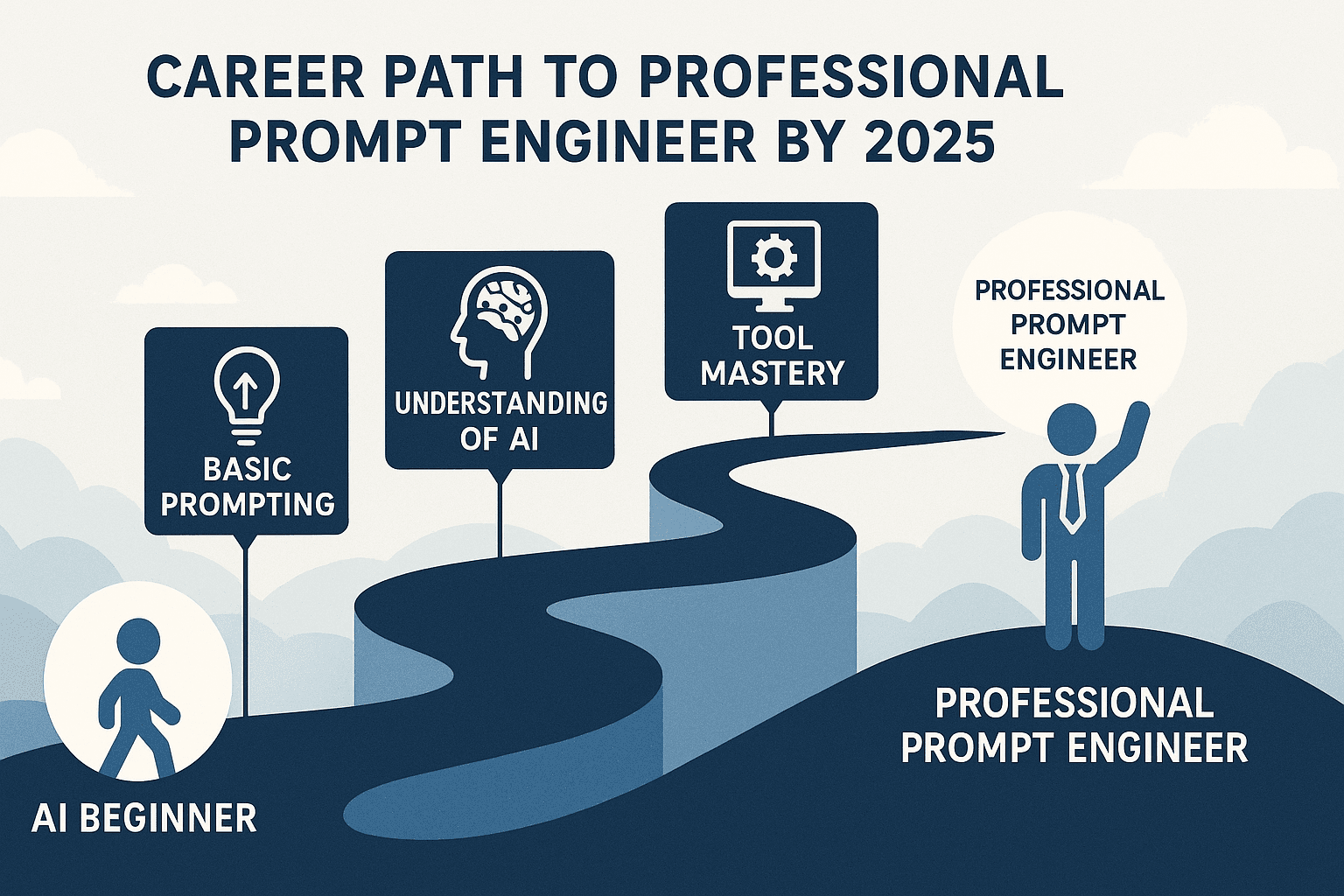 A person crafting AI prompts on a laptop, surrounded by icons of ChatGPT, Claude, and AI-related tools, representing prompt engineering mastery.