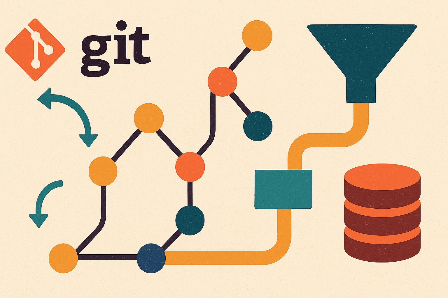 Illustration of version control in data pipelines with Git branches