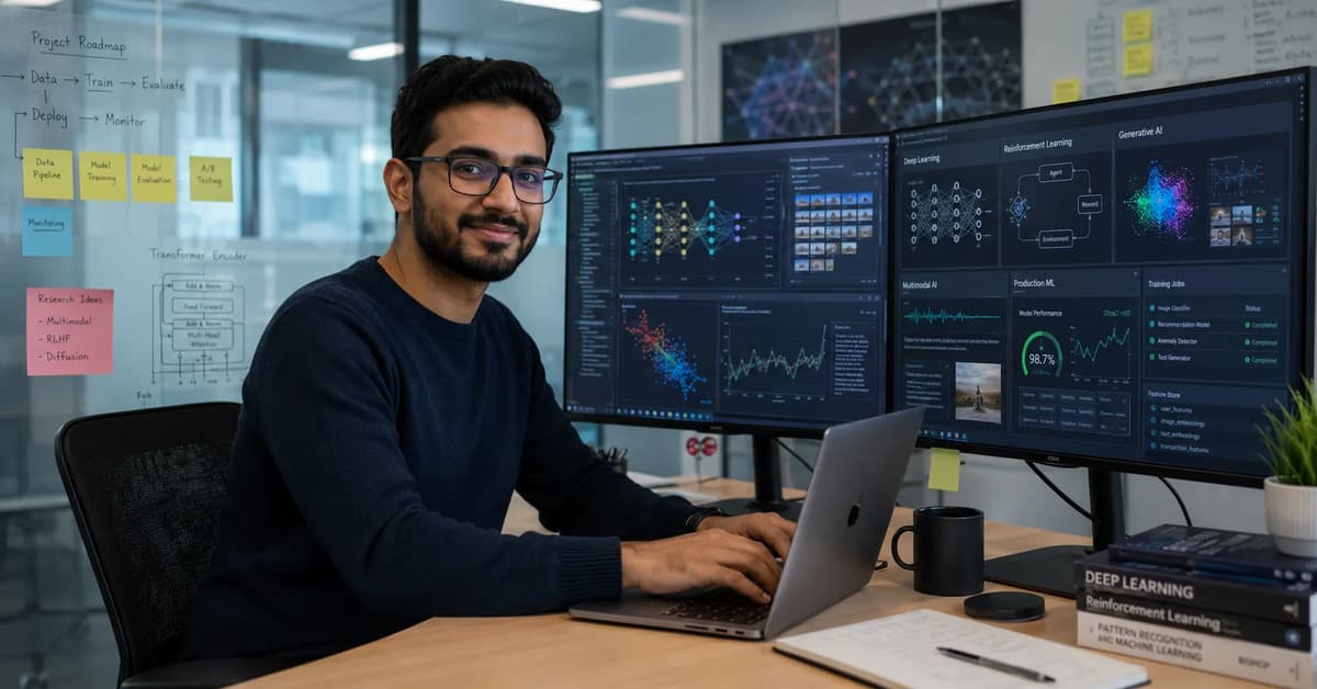 Machine learning engineer working with deep learning, reinforcement learning, generative AI, multimodal AI, and production ML dashboards