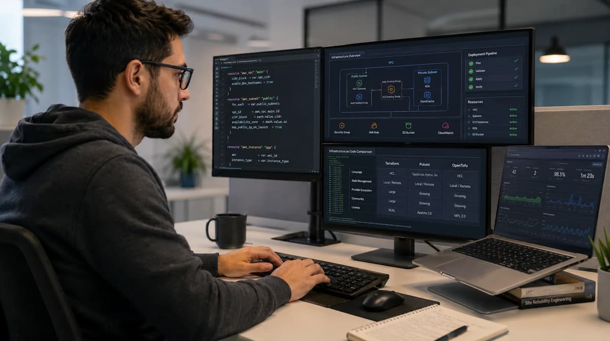 DevOps engineer comparing Terraform, Pulumi, and OpenTofu migration options after IBM’s HashiCorp acquisition