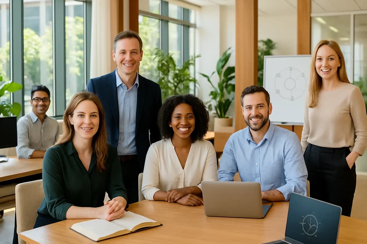 A mentor discusses pricing strategies with a client in a modern office setting.