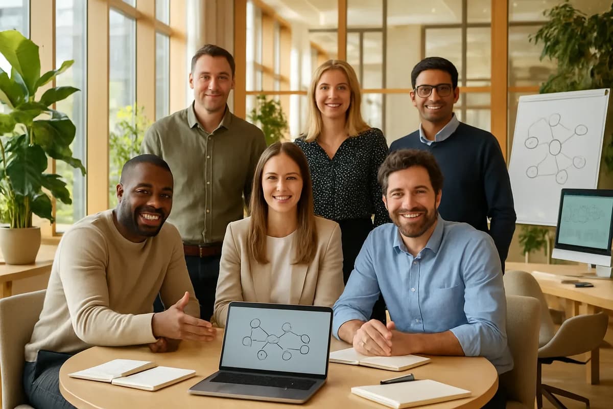 A mentor helps an employee set and achieve career goals in a professional setting.