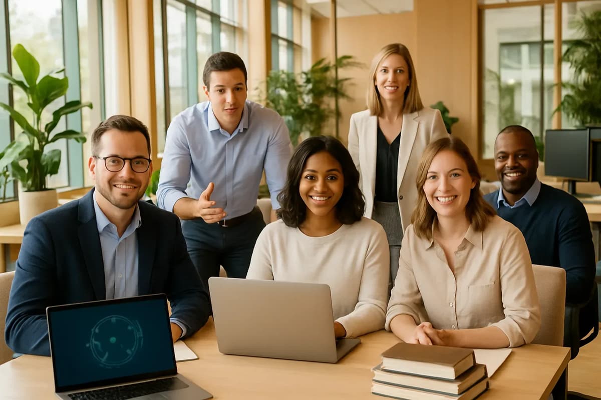 A new employee participates in an onboarding session in an office.