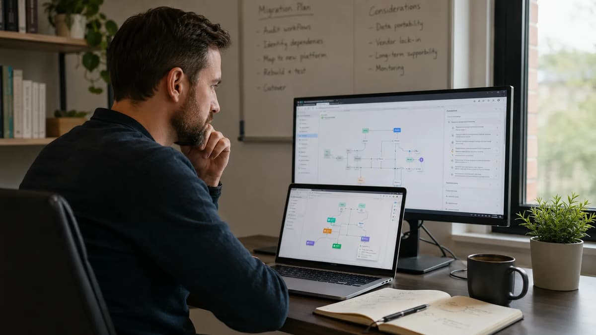 Automation consultant rebuilding a no-code AI agent workflow after a platform shutdown