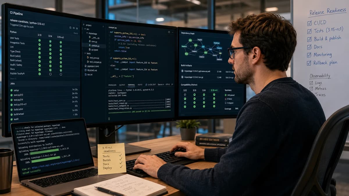 ackend engineer testing Python 3.15 compatibility, package wheels, CI pipelines, and production release readiness
