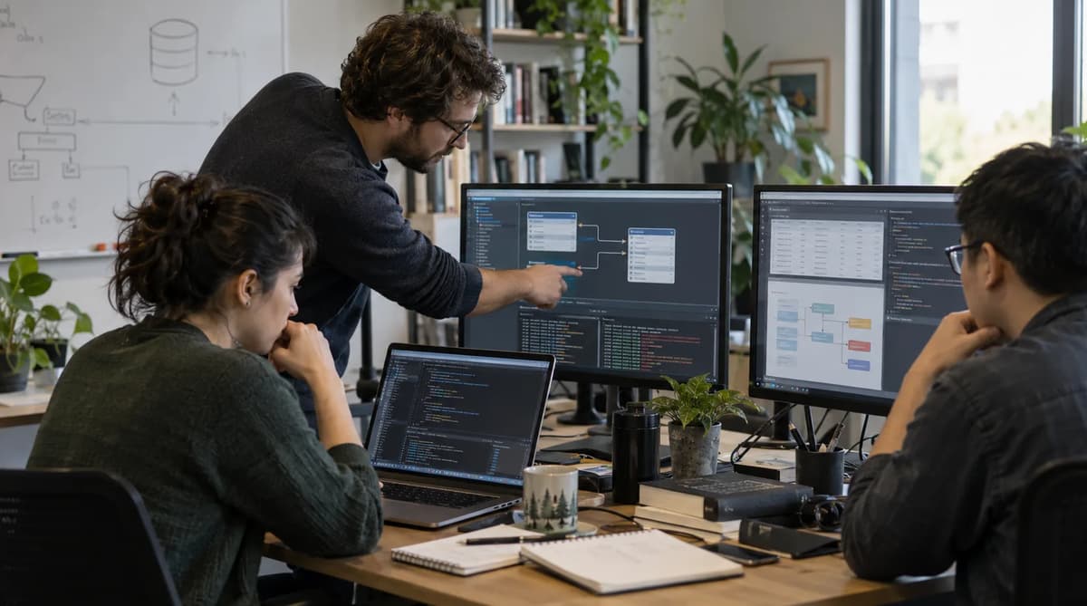 Software engineers debugging SQLite foreign key enforcement and Python transaction behavior in a collaborative workspace.