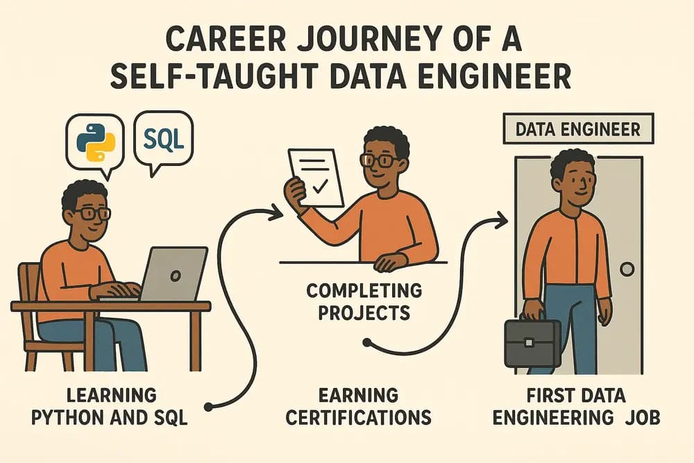 Self-taught data engineer building data pipelines without a computer science degree using Python and SQL