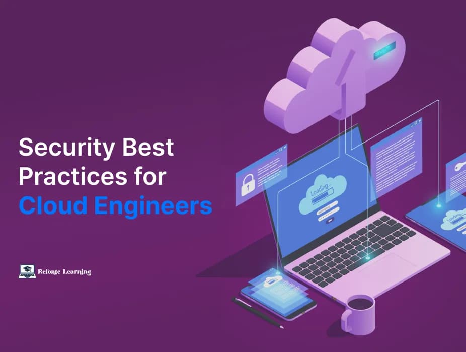 A cloud engineer implementing security best practices, configuring IAM policies, and monitoring cloud infrastructure to prevent cyber threats.